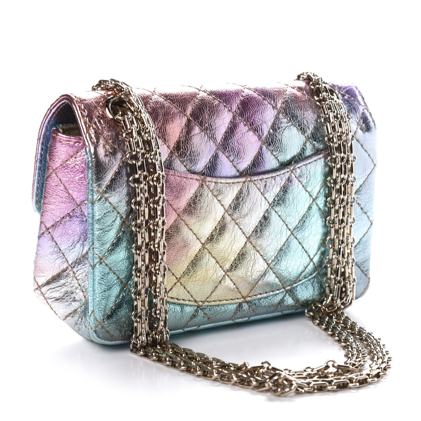 Metallic Goatskin Quilted Mini 2.55 Reissue Flap Multicolor