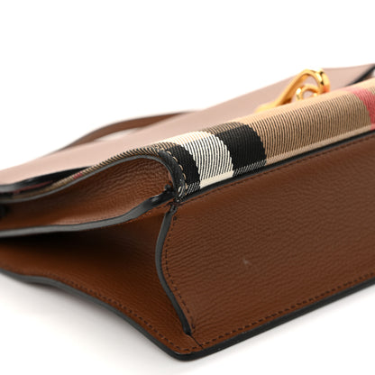 Burberry Derby Calfskin House Check Small Macken Crossbody Bag Tan 8 of 10