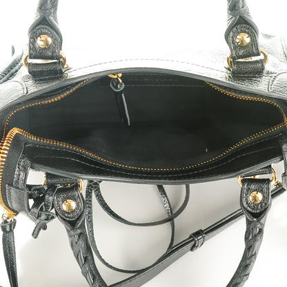 Balenciaga Chevre Gold Metallic Edge Hardware Mini City Black 4 of 7