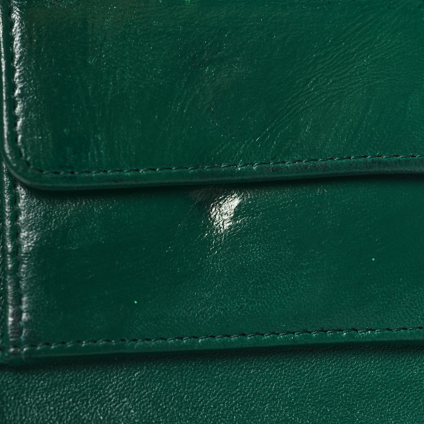 Lambskin Quilted Compact Flap Wallet Green