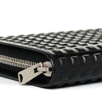 Balenciaga Calfskin Grid Embossed Zip Around Wallet Black 10 of 18
