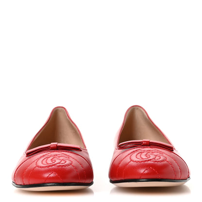 Gucci Nappa Charlotte Double G Ballet Flats 37 Maple Red 3 of 9