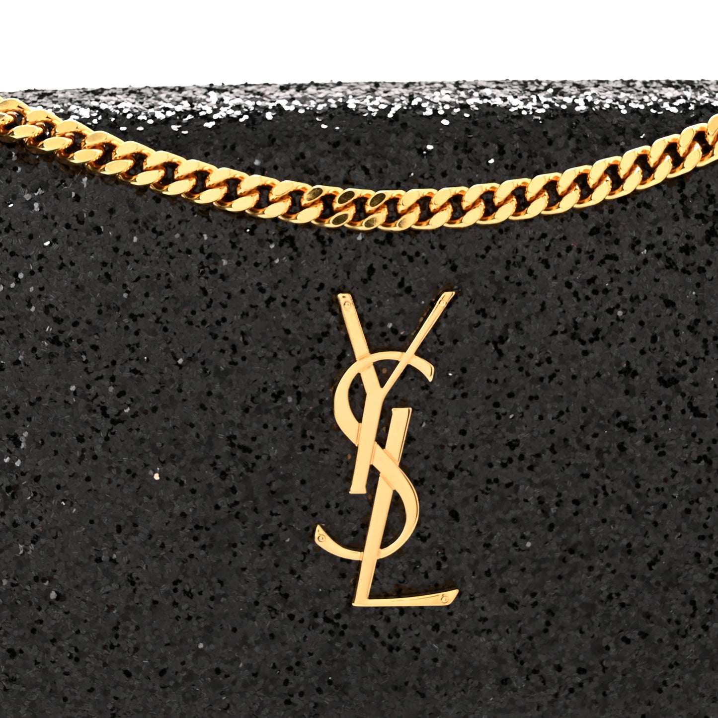 Glitter Classic Monogram Chain Wallet Black Multicolor