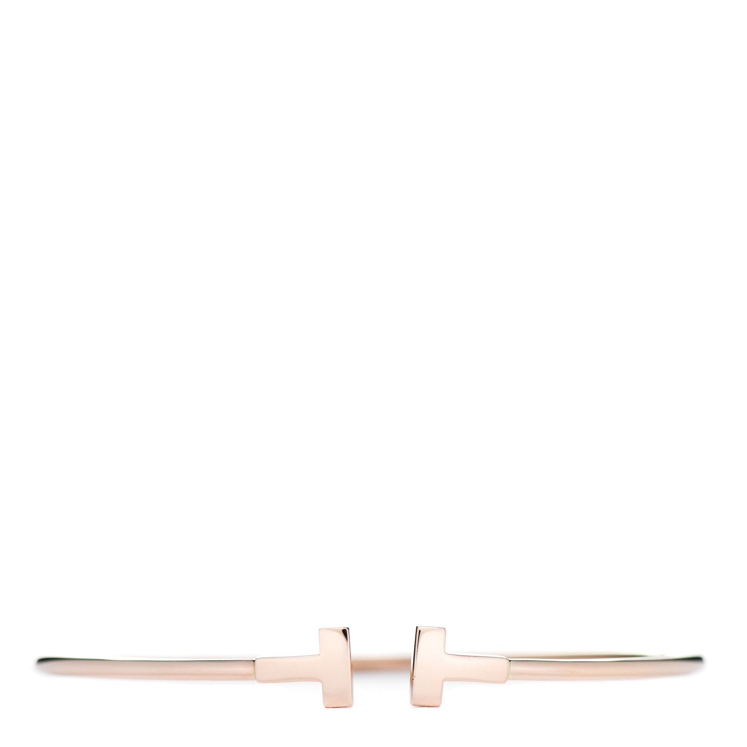 Tiffany 18K Rose Gold Narrow T Wire Bracelet 1 of 5