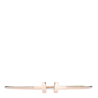 Tiffany 18K Rose Gold Narrow T Wire Bracelet 1 of 5