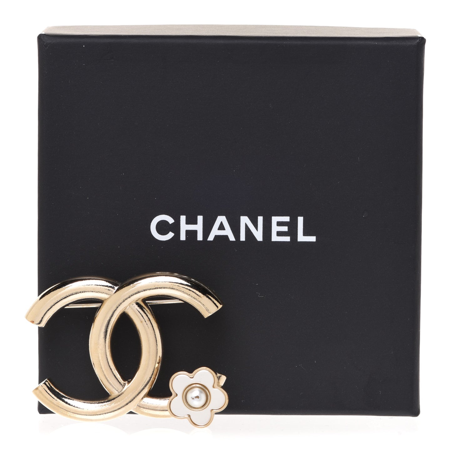 Metal CC Camellia Brooch Light Gold