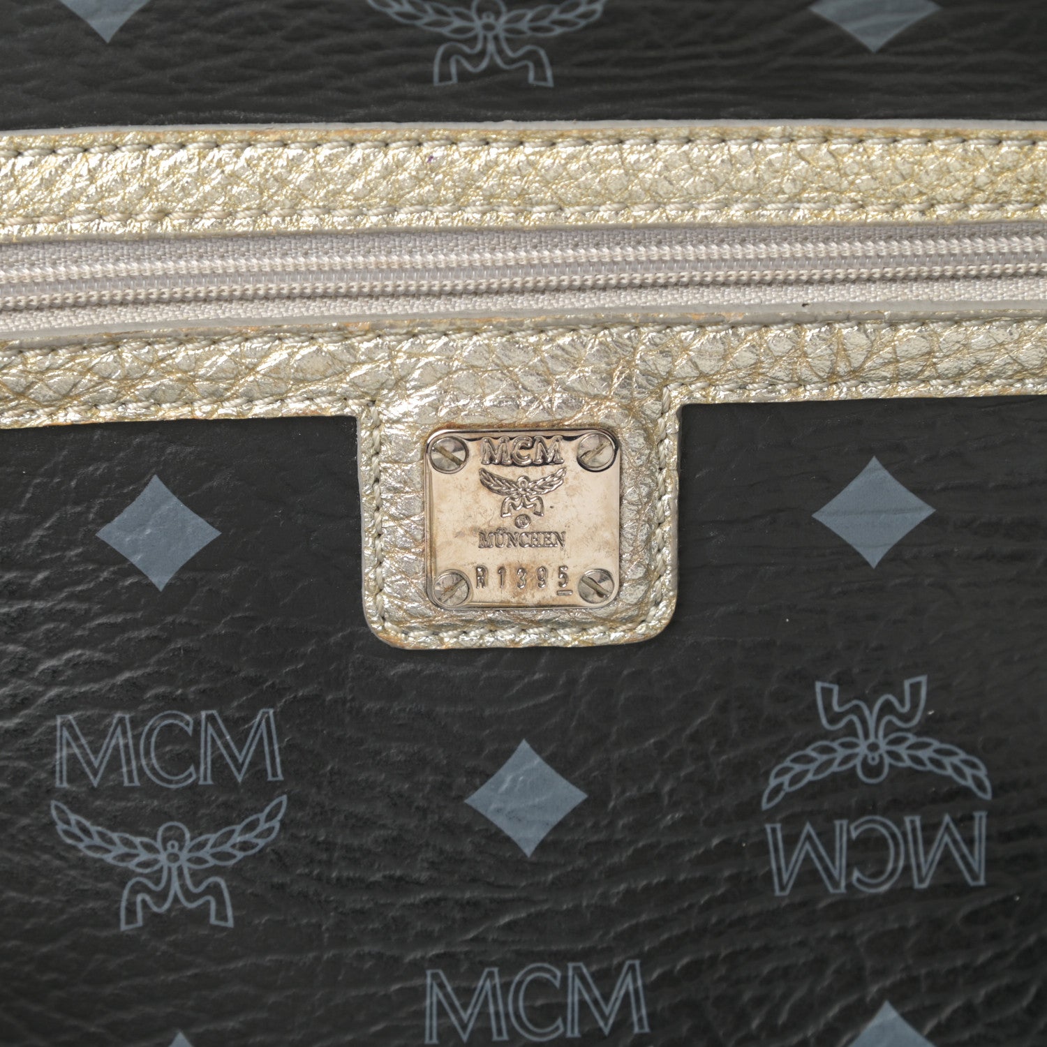 MCM Visetos Striped Munich Lion Tote Black 7 of 18