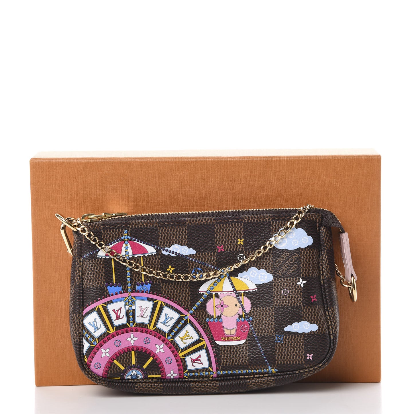 Damier Ebene 2020 Christmas Animation Big Wheel Mini Pochette Accessories Rose Ballerine