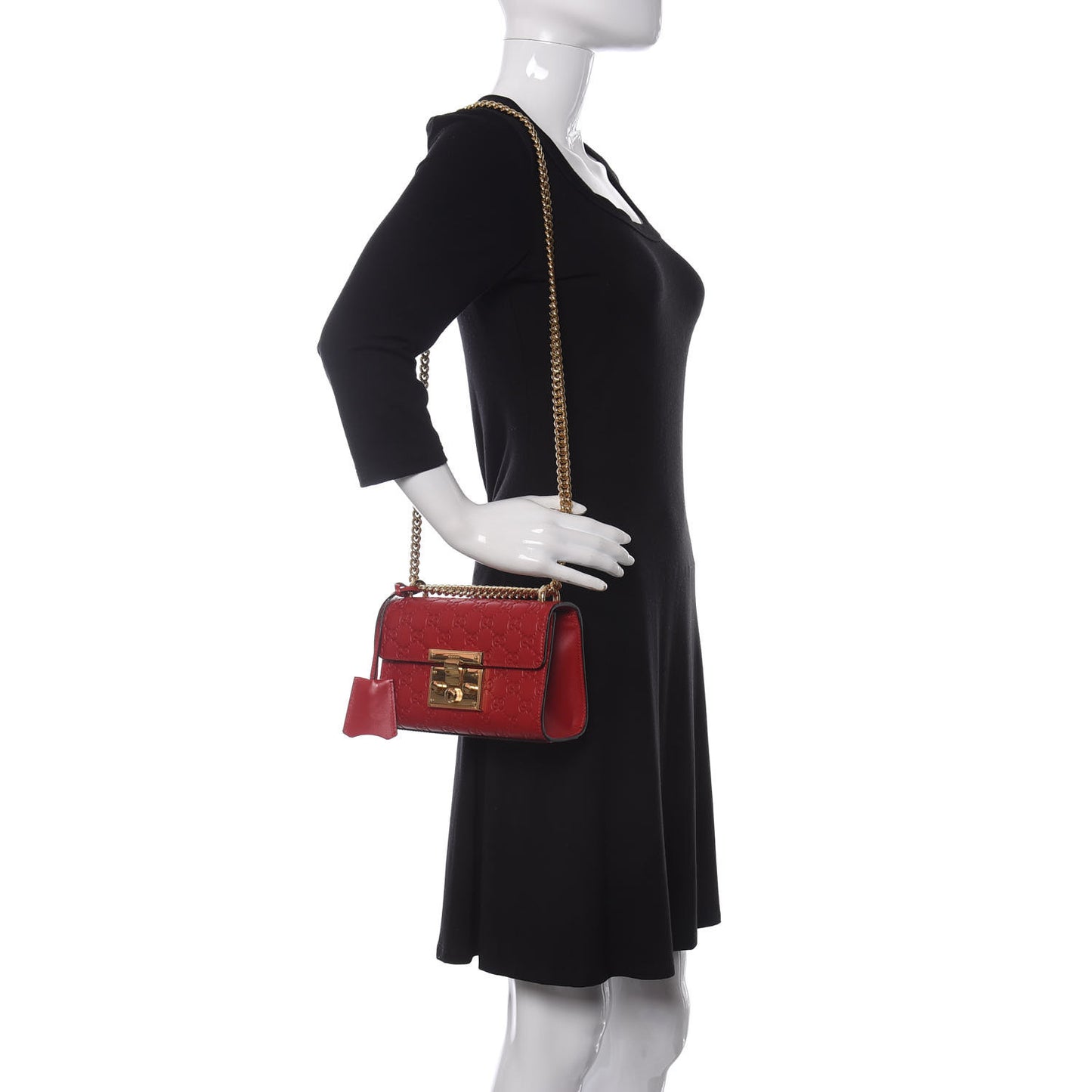 Guccissima Small Padlock Shoulder Bag Hibiscus Red