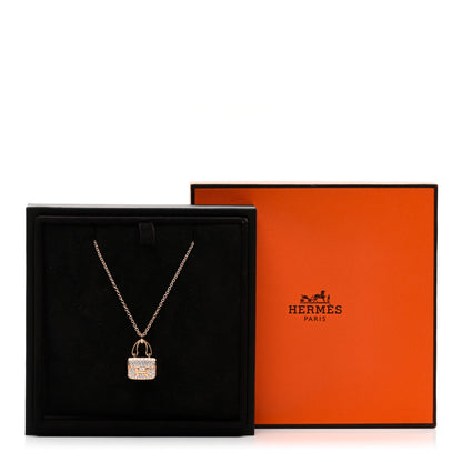 Hermes 18K Rose Gold Diamond Constance Amulettes Pendant Necklace 5 of 5