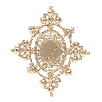 Chanel Pearl Crystal CC Brooch Gold 3 of 5