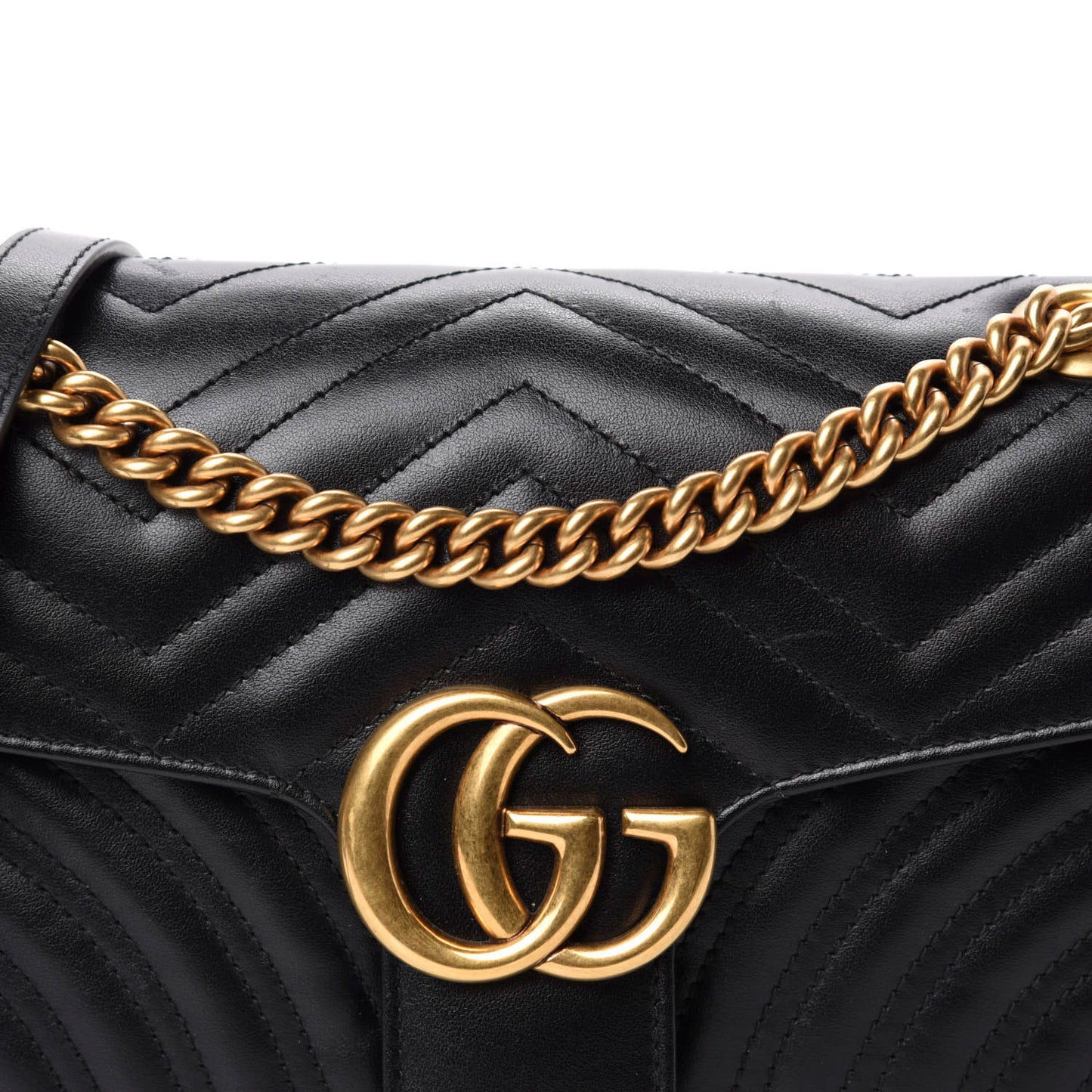 Calfskin Matelasse Small GG Marmont Shoulder Bag Black