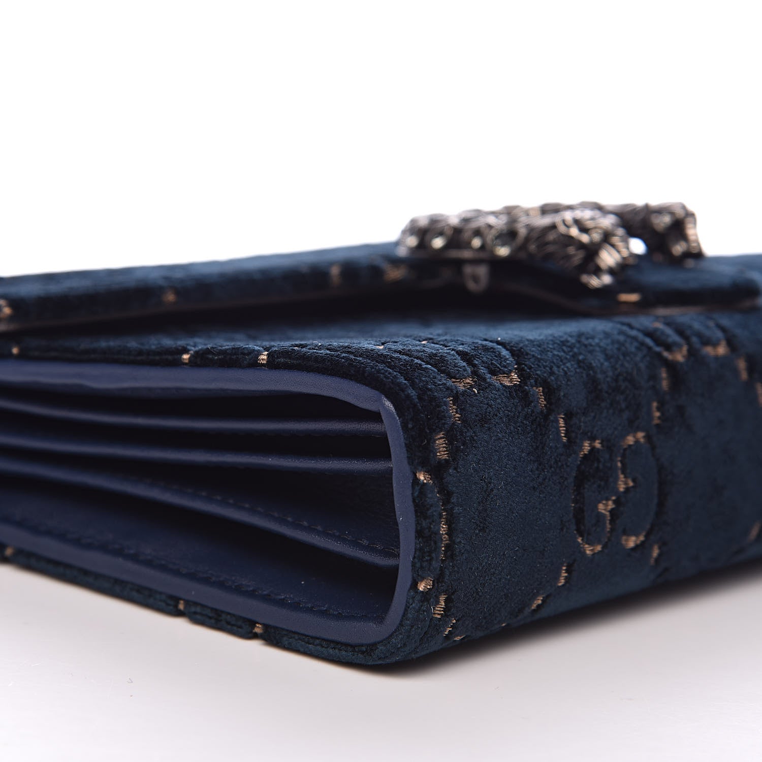 Gucci Velvet Crystal GG Monogram Mini Dionysus Chain Wallet Blue Beige Black 9 of 10