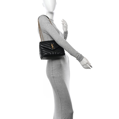 Saint Laurent Calfskin Y Quilted Monogram Small Loulou Chain Satchel Black 2 of 13