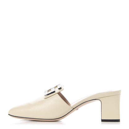 Gucci Malaga Kid Crystal Square G Madelyn Mules 41 Vintage White 1 of 7