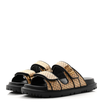 Christian Dior Raffia Dioract 10mm Slide Sandals 36.5 Straw Black 4 of 11