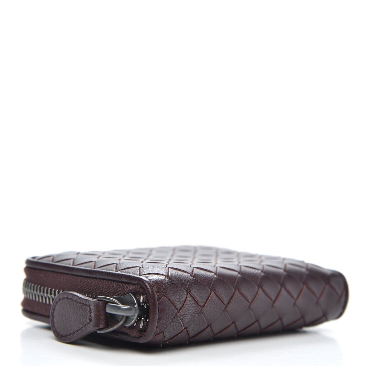 Nappa Intrecciato Zip Around Coin Purse Aubergine