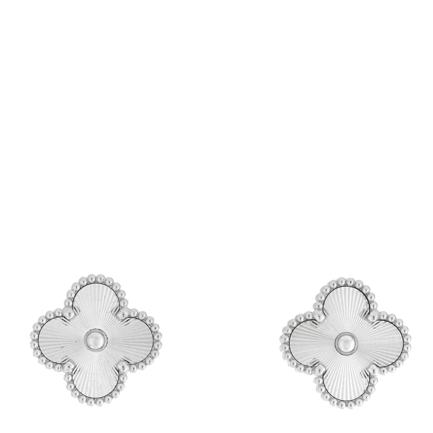 18K White Gold Guilloche Vintage Alhambra Earrings