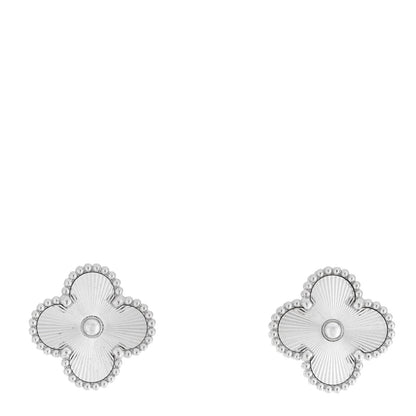 Van Cleef & Arpels 18K White Gold Guilloche Vintage Alhambra Earrings 1 of 4