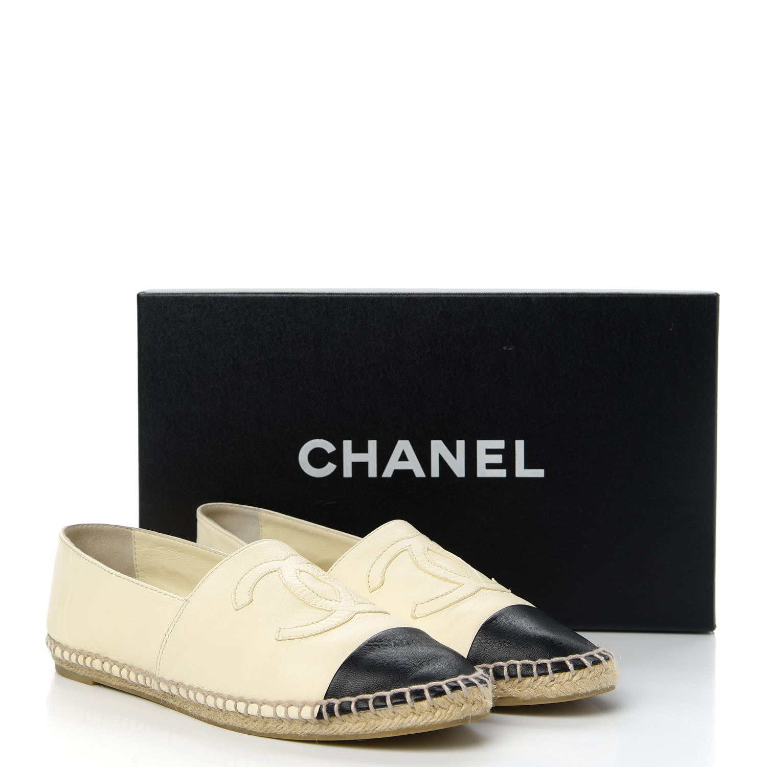 Chanel Lambskin CC Espadrilles 36 White Black 9 of 10