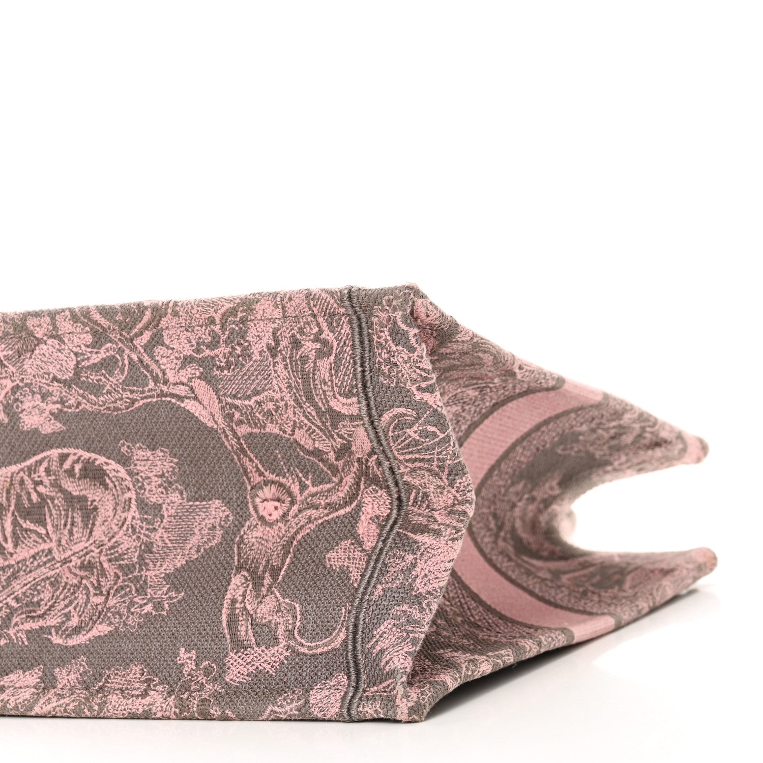 Christian Dior Canvas Embroidered Medium Dioriviera Toile De Jouy Book Tote Pink Grey 10 of 10