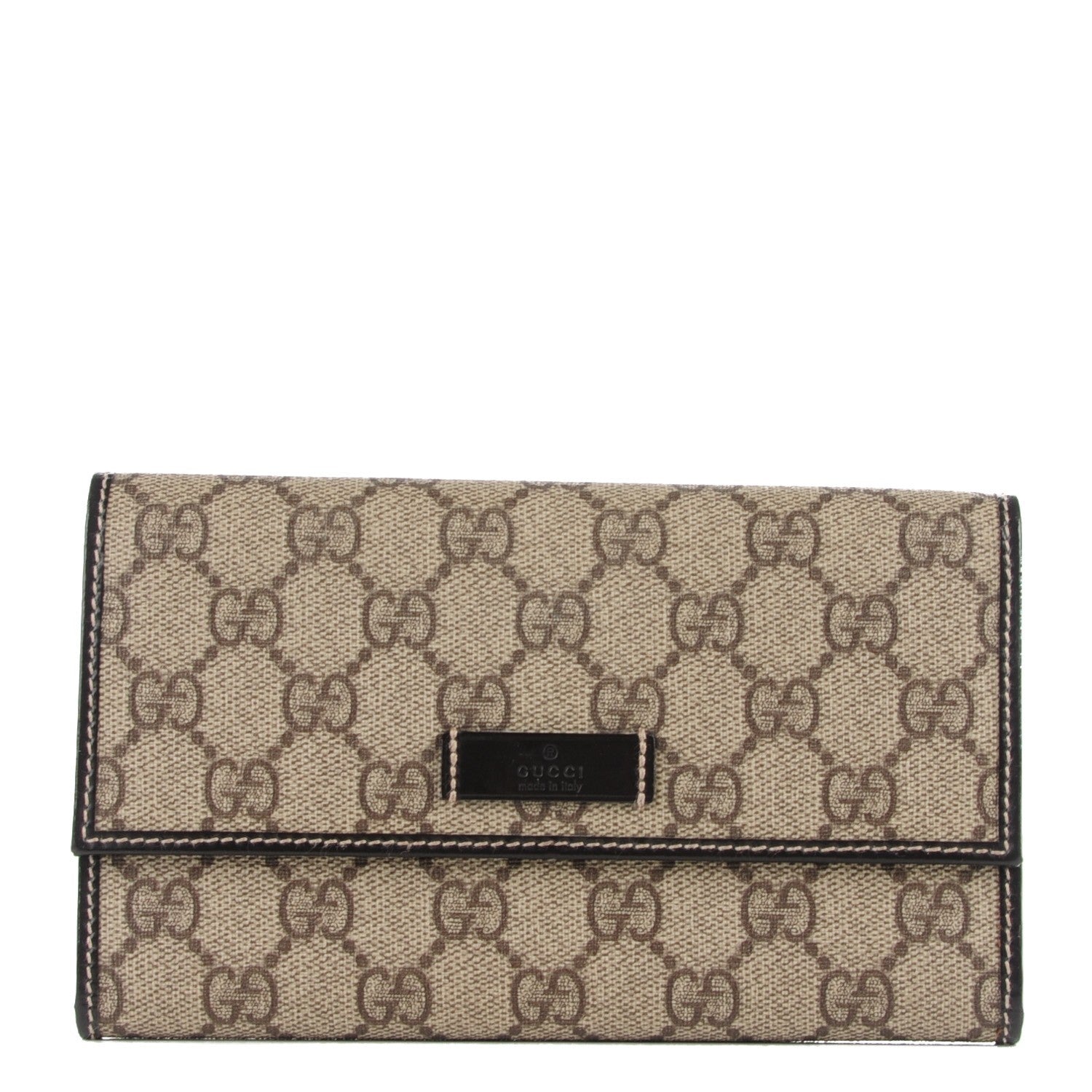 Gucci GG Plus Monogram Joy Continental Snap Oranizer Wallet Beige Ebony Dark Brown 1 of 7
