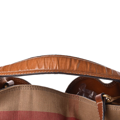 Burberry Canvas Mega Check Medium Ashby Hobo Saddle Brown 14 of 18