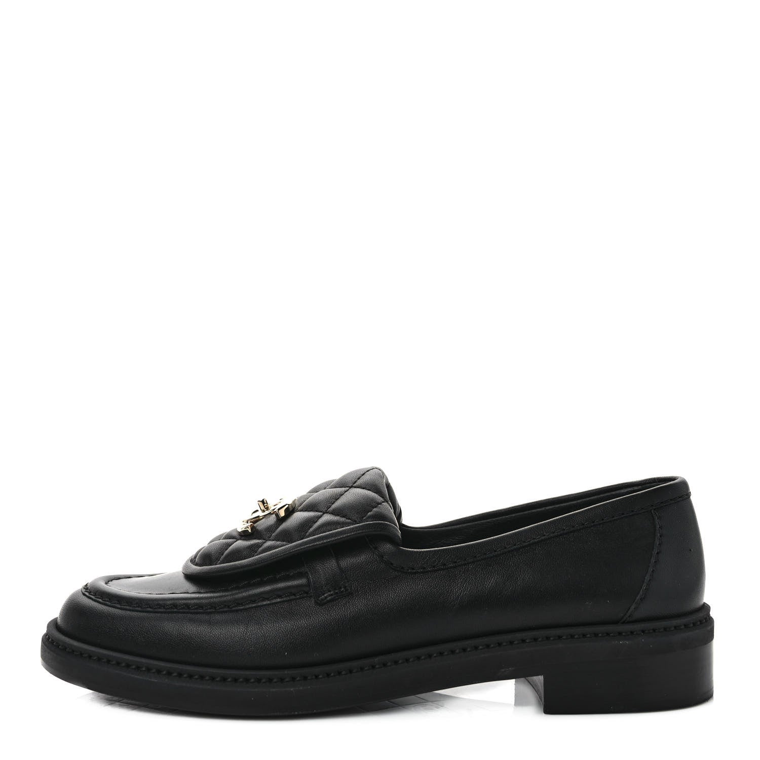 Chanel Lambskin Quilted CC Turnlock Loafers 38.5 Black 1 of 9
