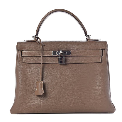 Hermes Taurillon Clemence Kelly Retourne 32 Etoupe 1 of 8