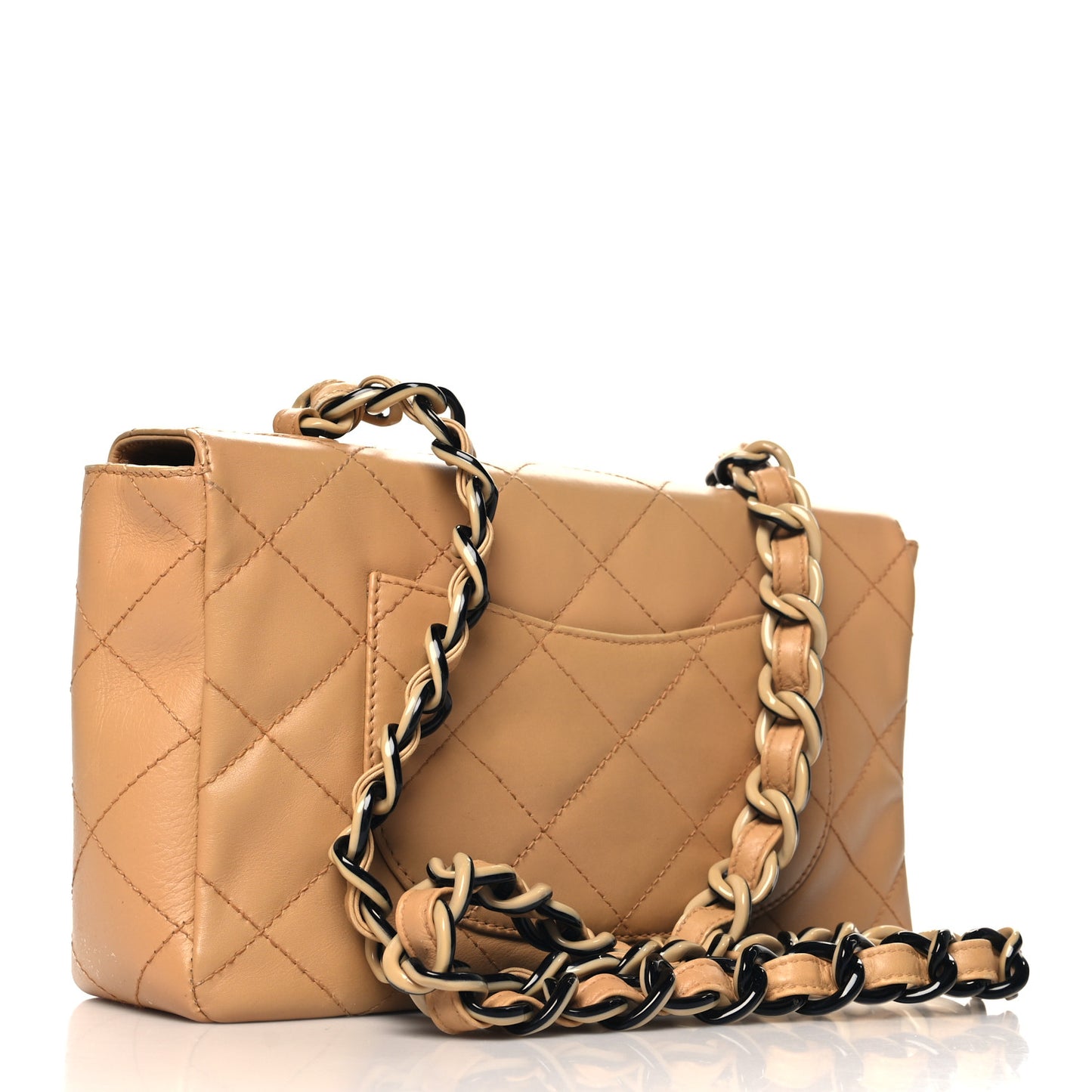 Lambskin Quilted Medium Single Flap Beige