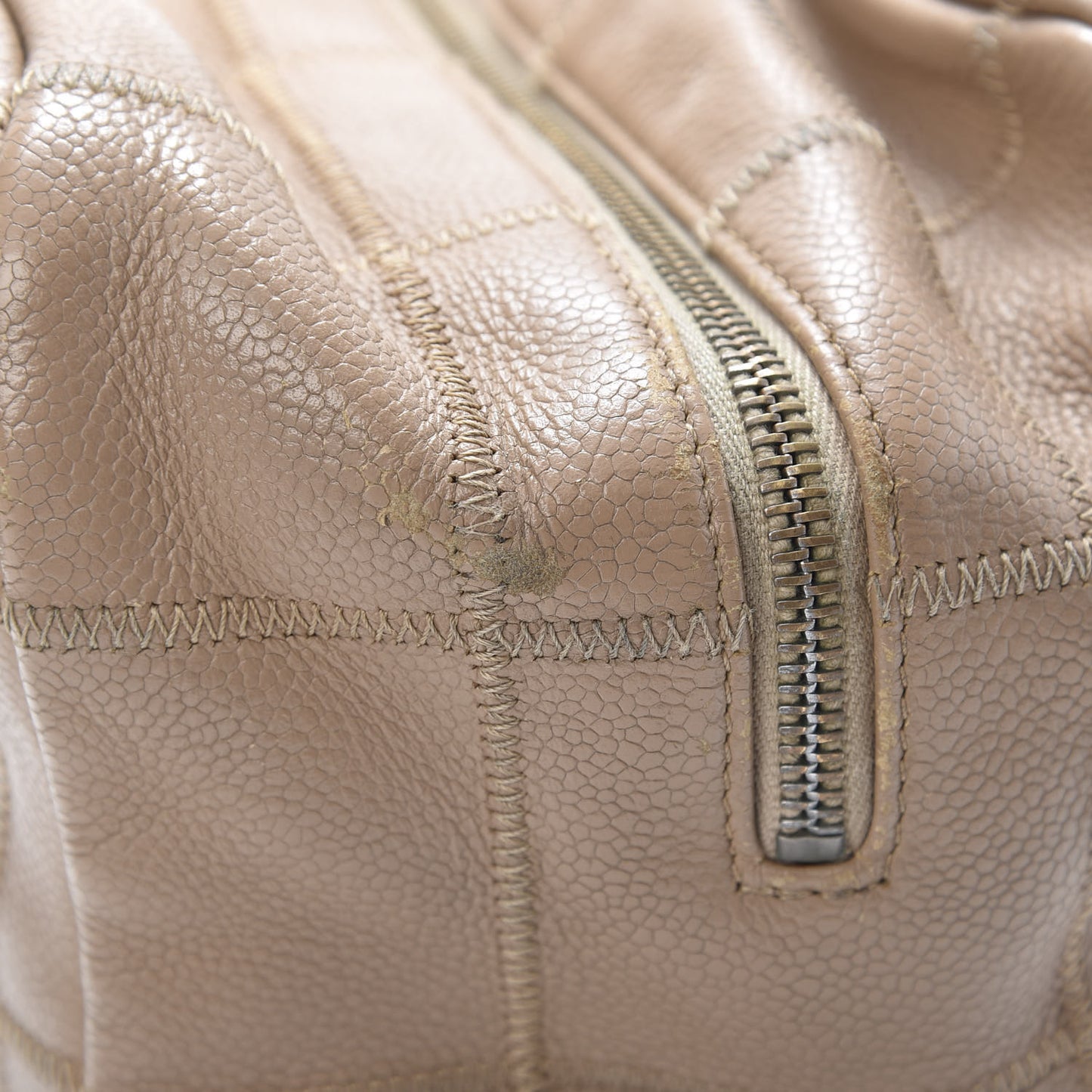 Caviar Square Stitched Tote Beige