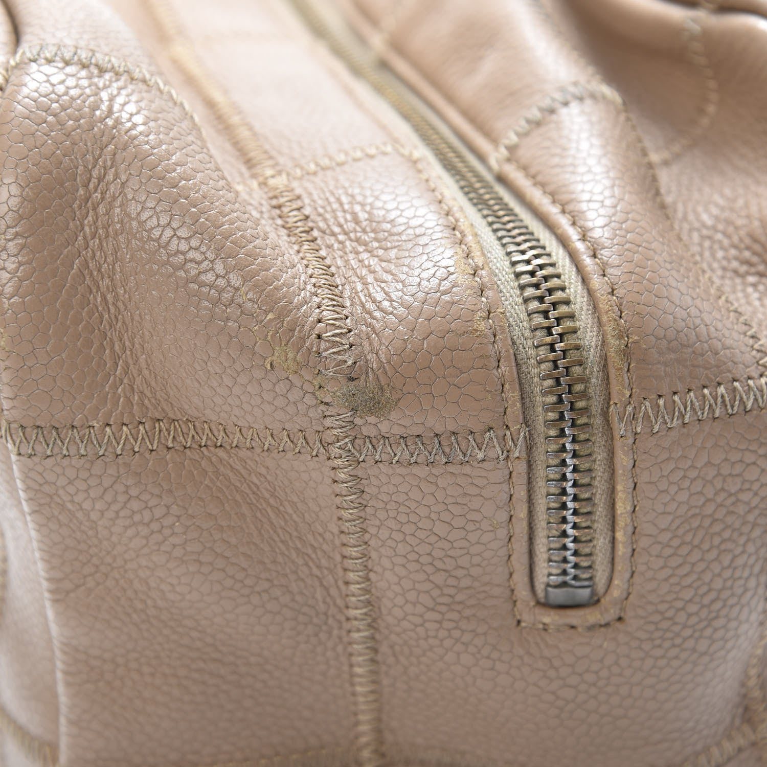 Chanel Caviar Square Stitched Tote Beige 17 of 18