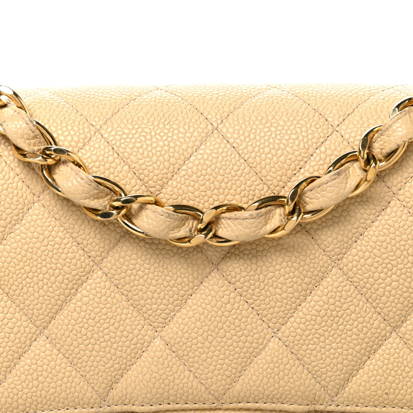 Caviar Quilted Jumbo Single Flap Beige