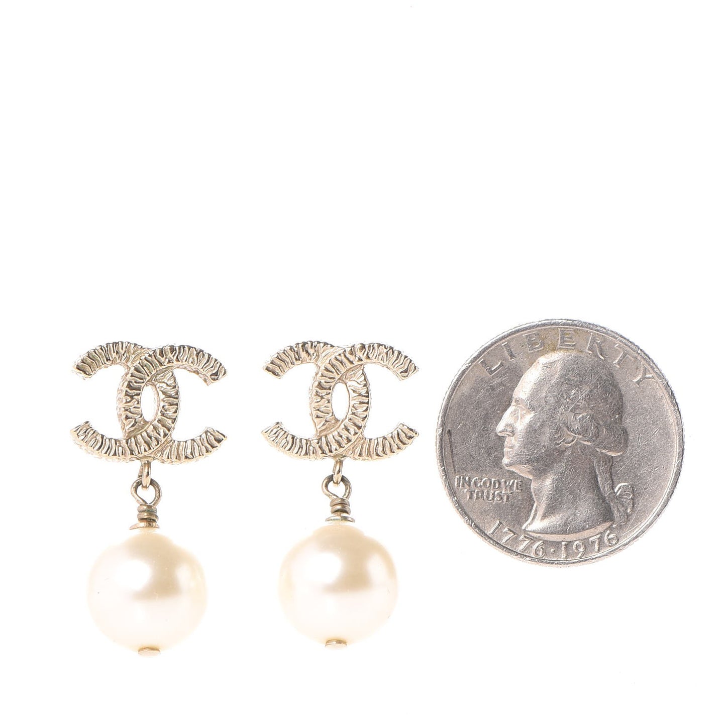 Pearl CC Drop Earrings Gold