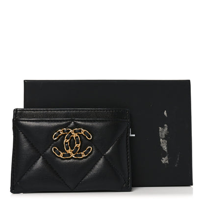 Chanel Lambskin Quilted Chanel 19 Card Holder Black 9 of 9