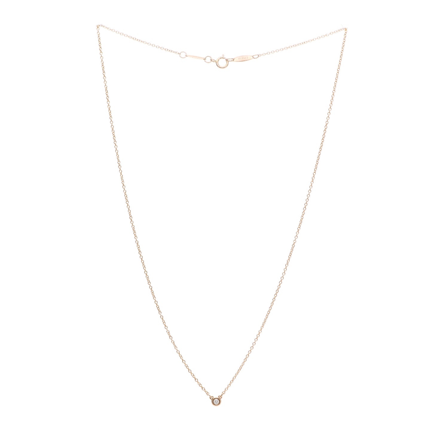 18K Rose Gold Diamond .03ct Elsa Peretti Diamonds by the Yard Pendant Necklace