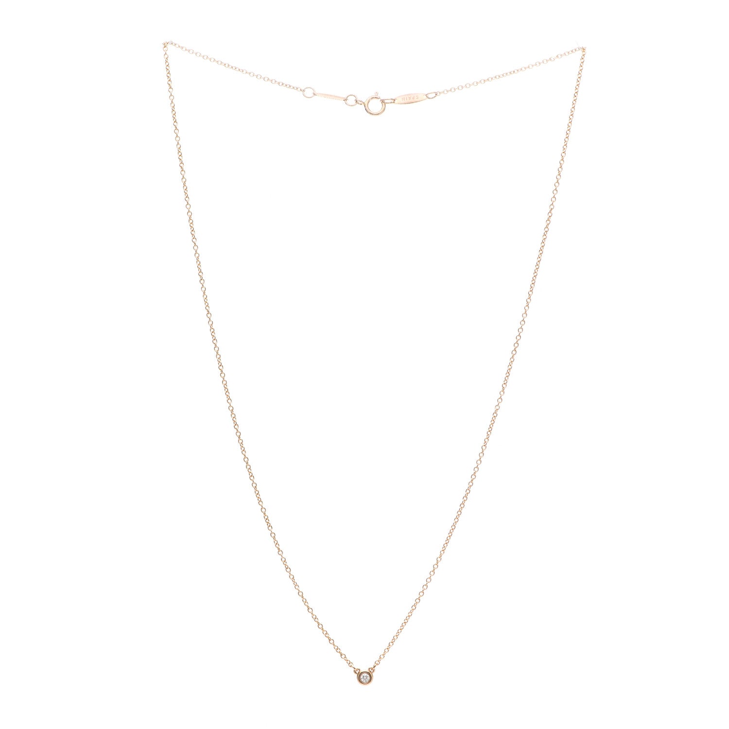 Tiffany 18K Rose Gold Diamond .03ct Elsa Peretti Diamonds by the Yard Pendant Necklace 3 of 7