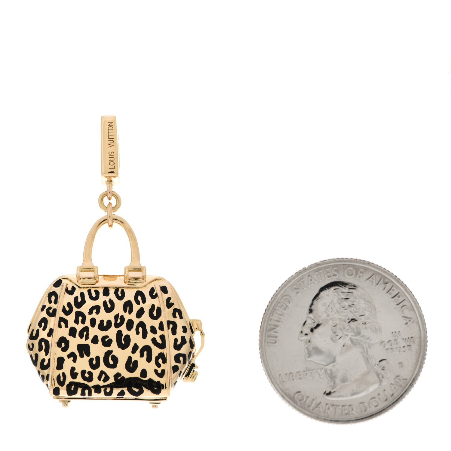 Louis Vuitton 18K Yellow Gold Leopard Print North South Bag Charm Pendant 2 of 6