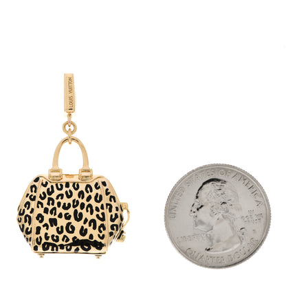 Louis Vuitton 18K Yellow Gold Leopard Print North South Bag Charm Pendant 2 of 6