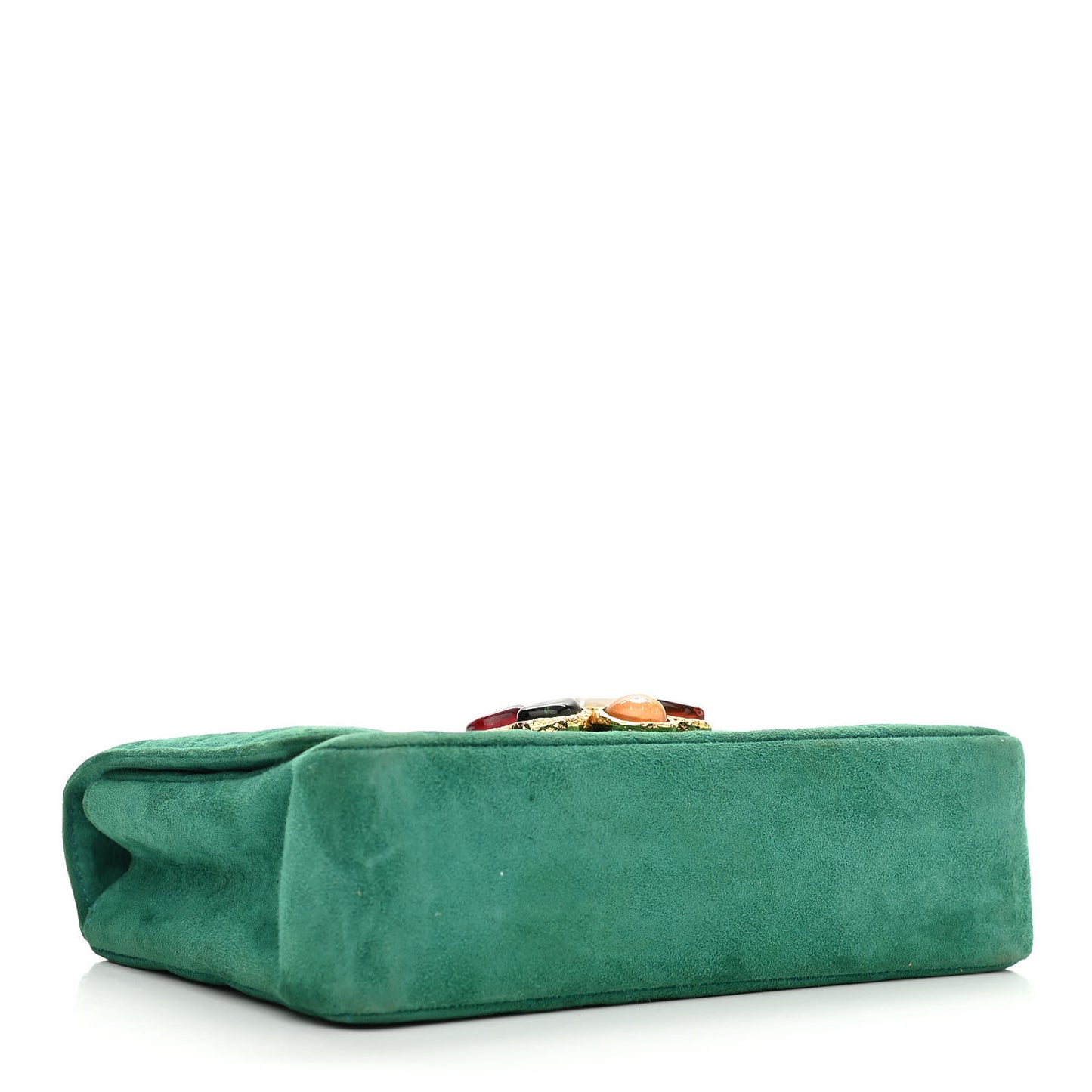 Suede Gripoix Quilted Flap Green