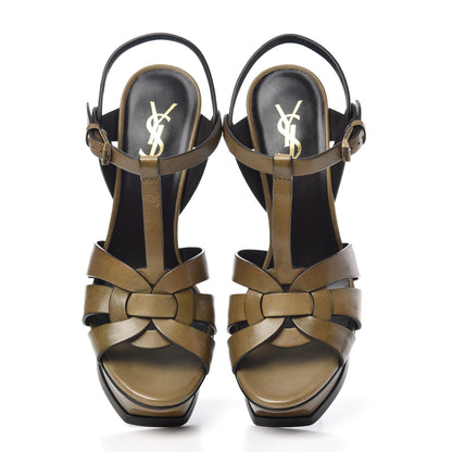 Saint Laurent Calfskin Tribute 105 Platform Sandals 37.5 Tundra 5 of 11