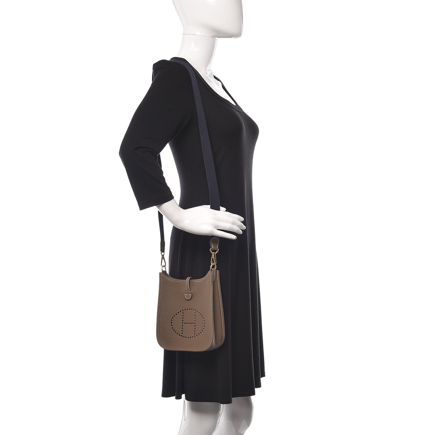 Hermes Taurillon Clemence Amazone Evelyne TPM Etoupe Bleu Indigo 2 of 12