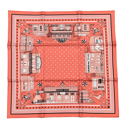 Hermes Silk Paris Station Bandana Scarf 55 Blush Bleu Gris Black 1 of 5
