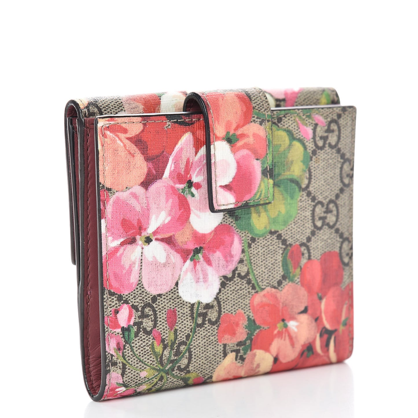 GG Supreme Monogram Blooms French Flap Wallet Beige Multicolor Dry Rose