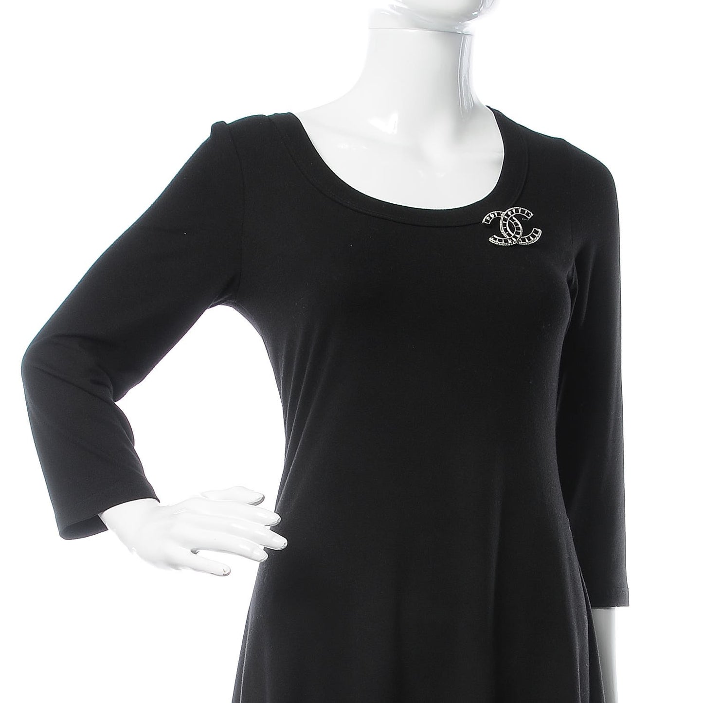 Baguette Crystal CC Brooch Silver Black