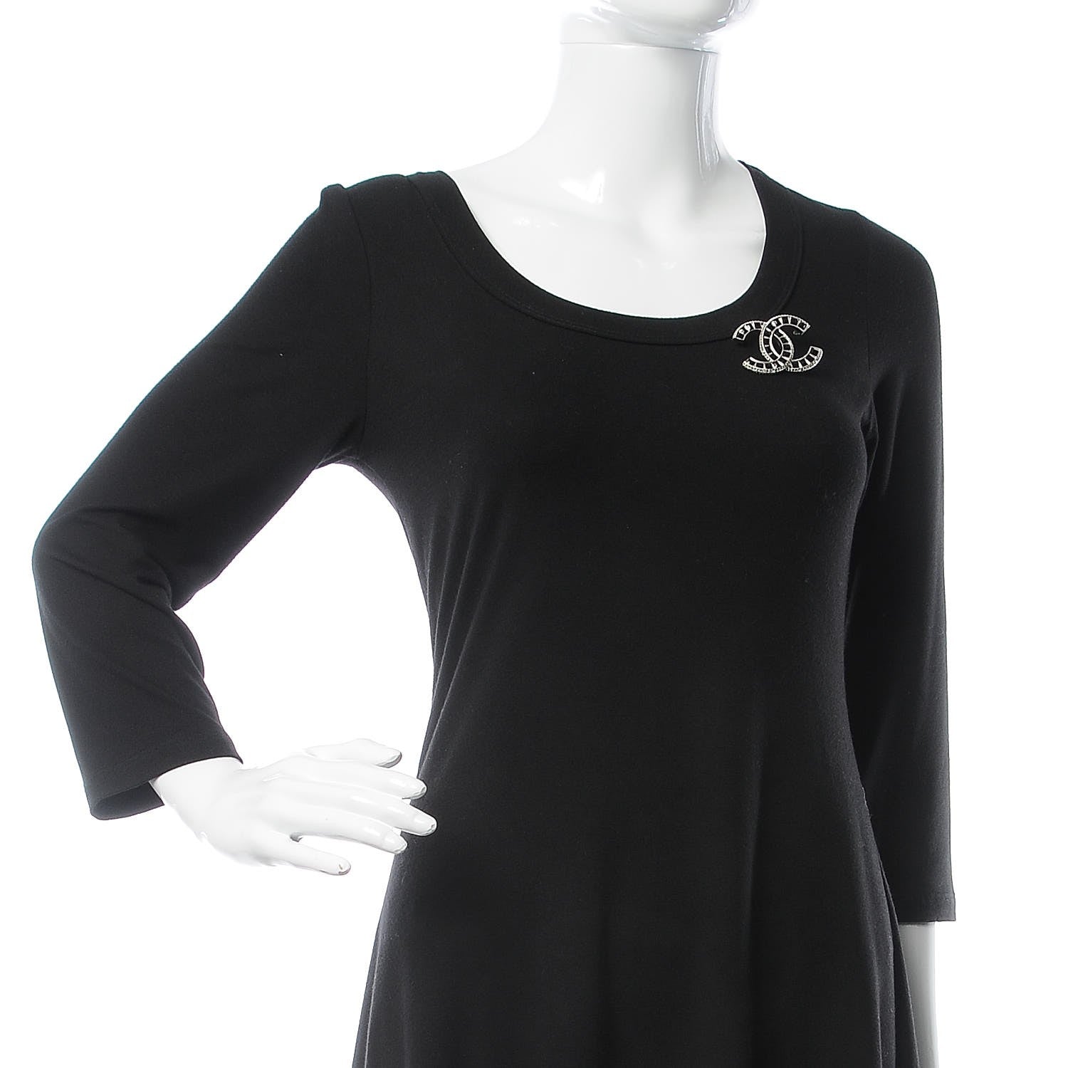 Chanel Baguette Crystal CC Brooch Silver Black 2 of 5