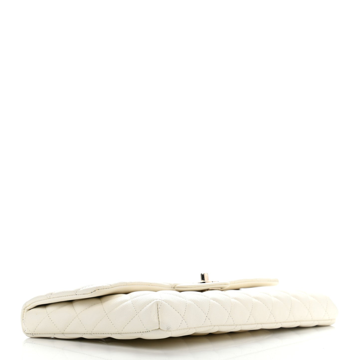 Caviar Quilted Flap Clutch White