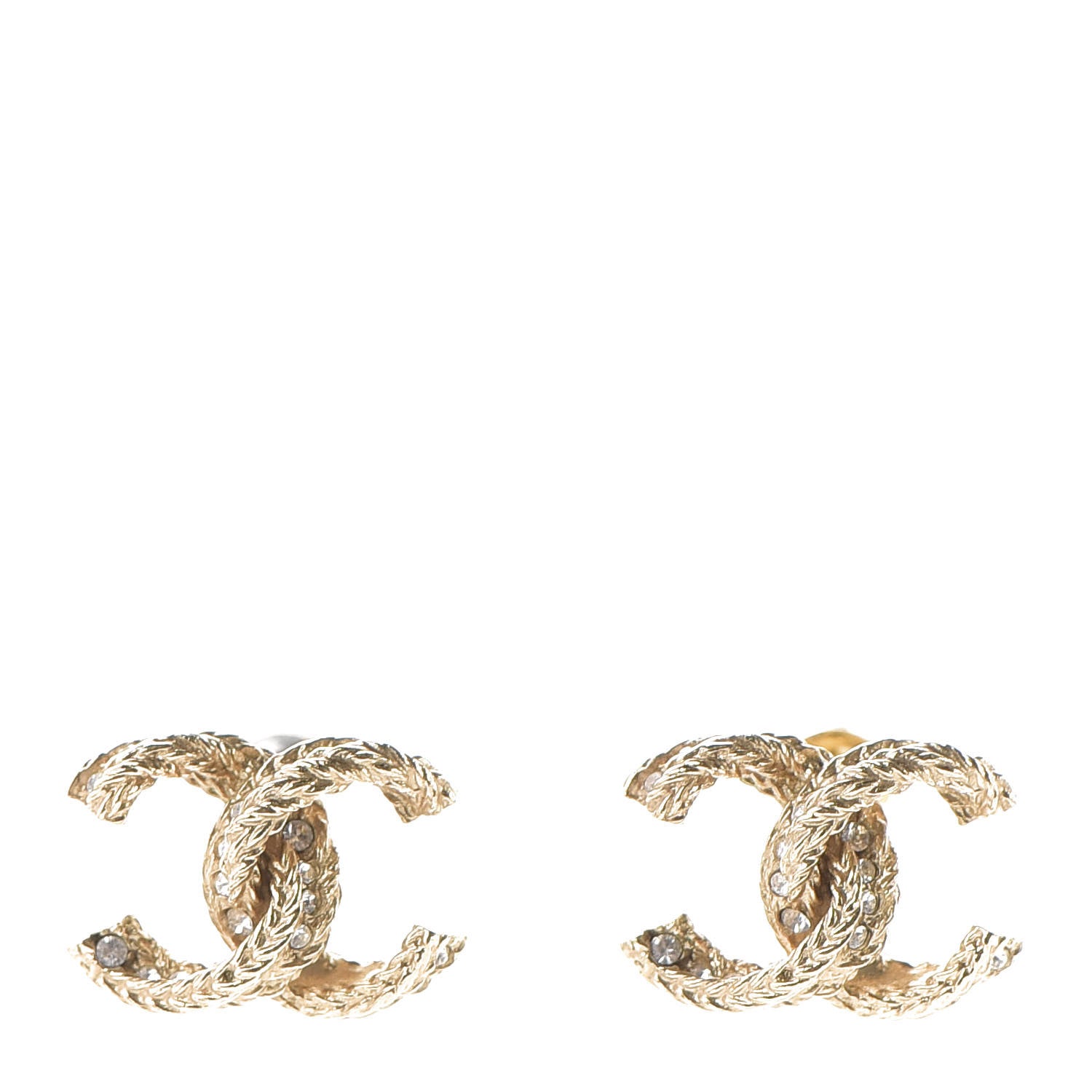 Chanel Crystal Twisted CC Earrings Gold 1 of 5