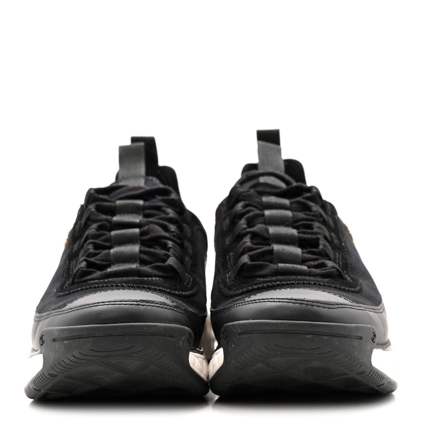 Velvet Calfskin Mixed Fibers CC Sneakers 38 Black