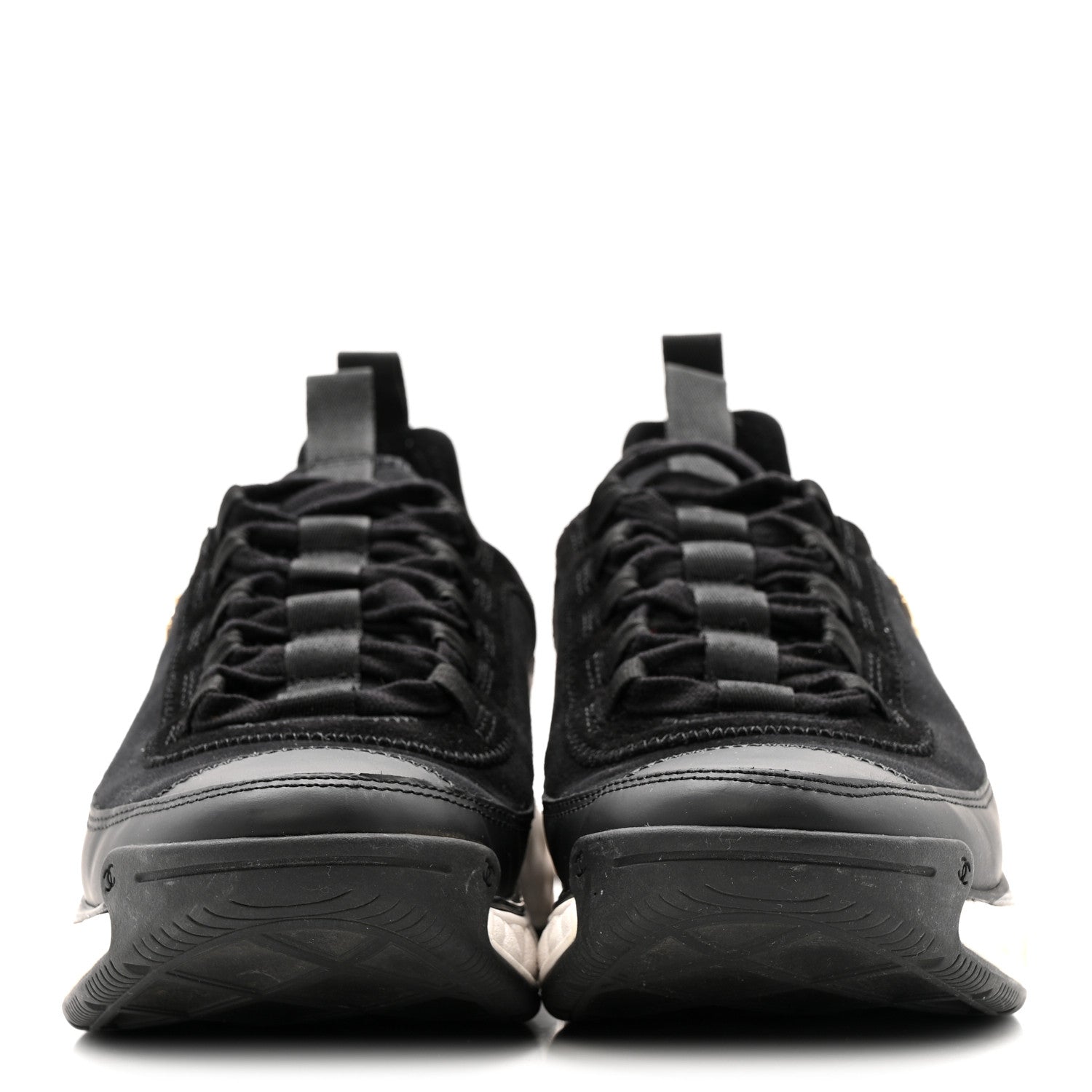 Chanel Velvet Calfskin Mixed Fibers CC Sneakers 38 Black 3 of 12